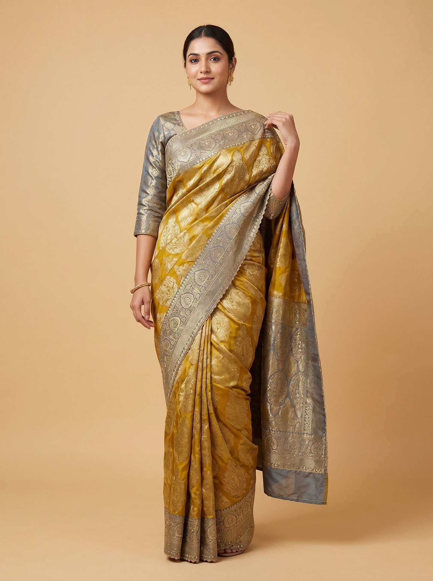 Grey Mist Embroidered Saree