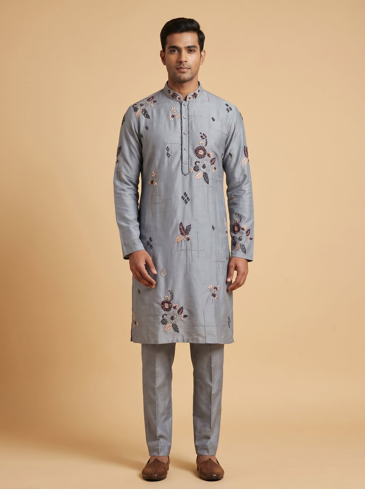 Grey Regal Indo Western Set