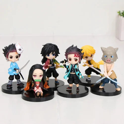 Demon Slayer Set of 6 Characters Action Figures | 8 cm | Sitting Nezuko