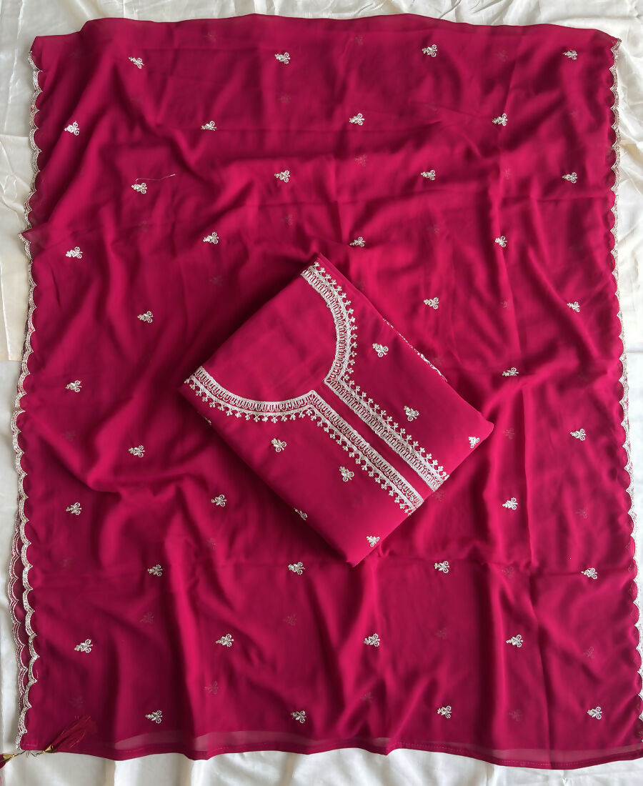 KC Bollywood Style Dark Pink Georgette Suit For Women