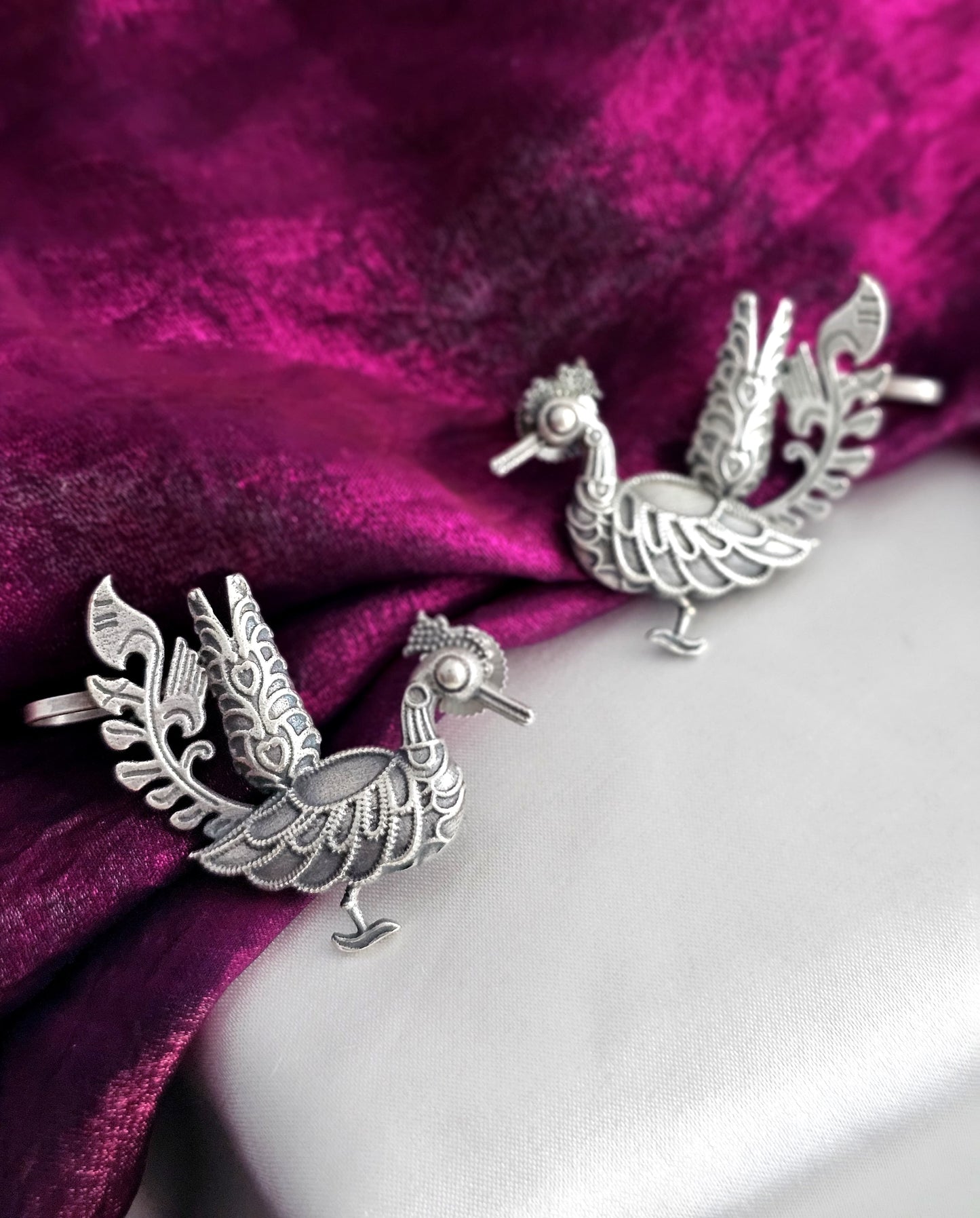 German Silver Peacock Earcuff