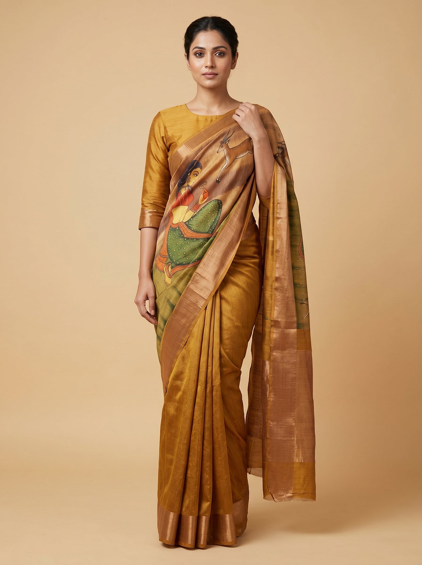 Hazel Brown Handloom Saree