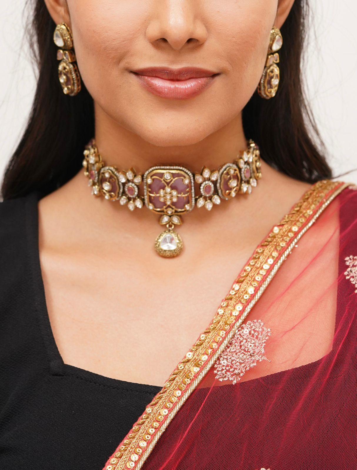 Holdali Choker Set with Gold & Polki