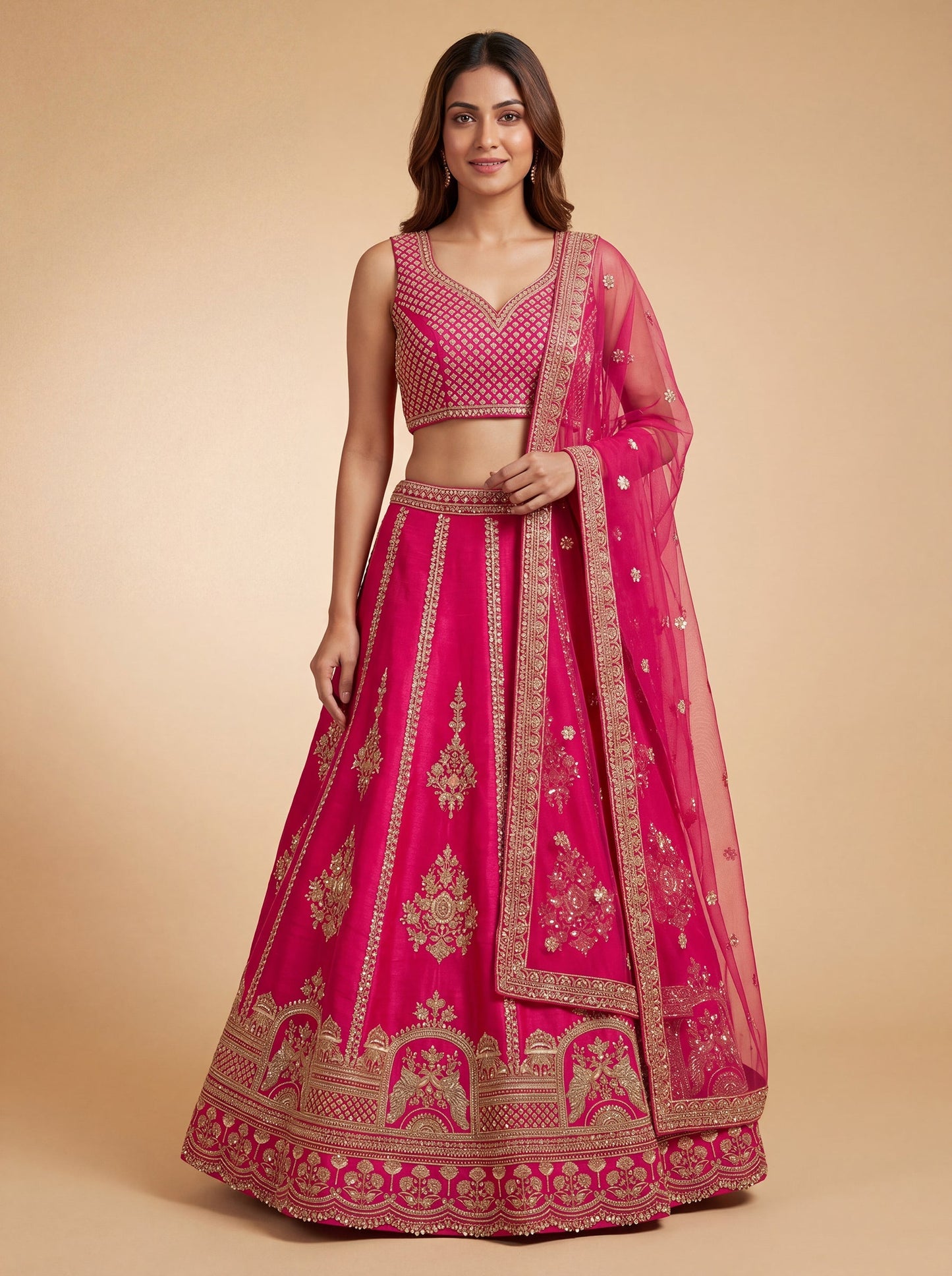 Hot Pink Pheras Bridal Lehenga