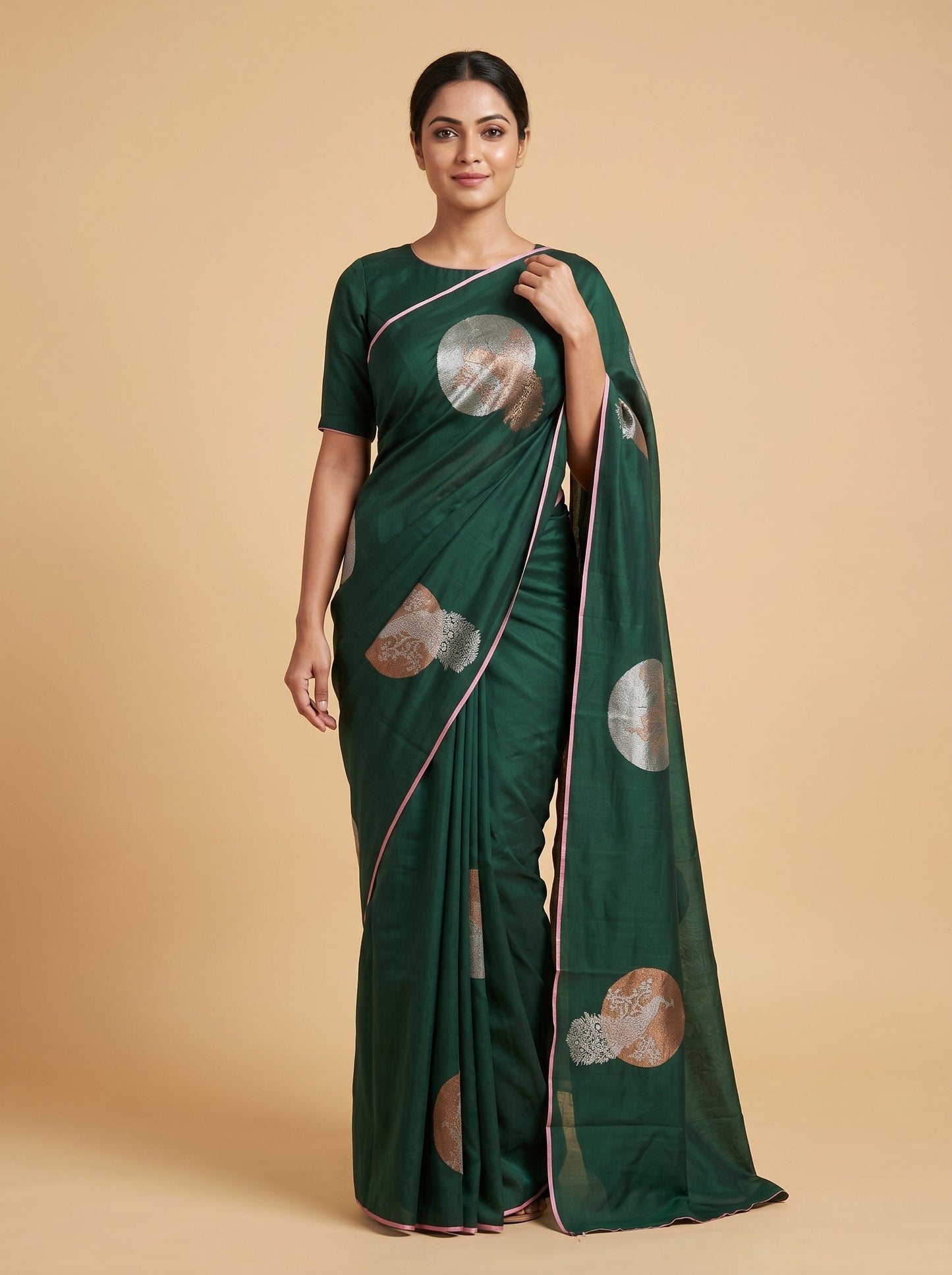Hunter Green Handloom Saree