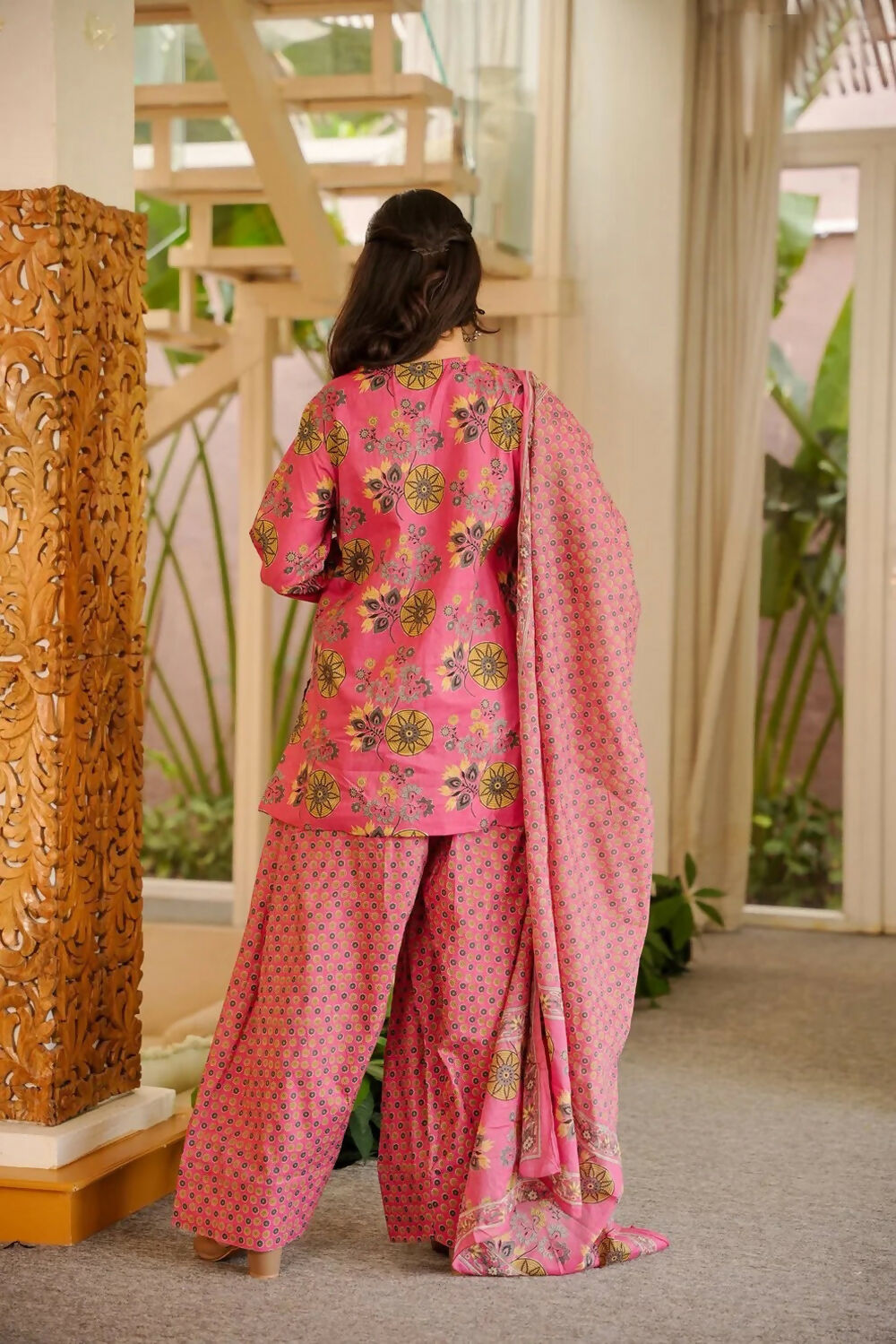 Aayaa Designer Cotton Silk Farshi Salwar Set - Pink