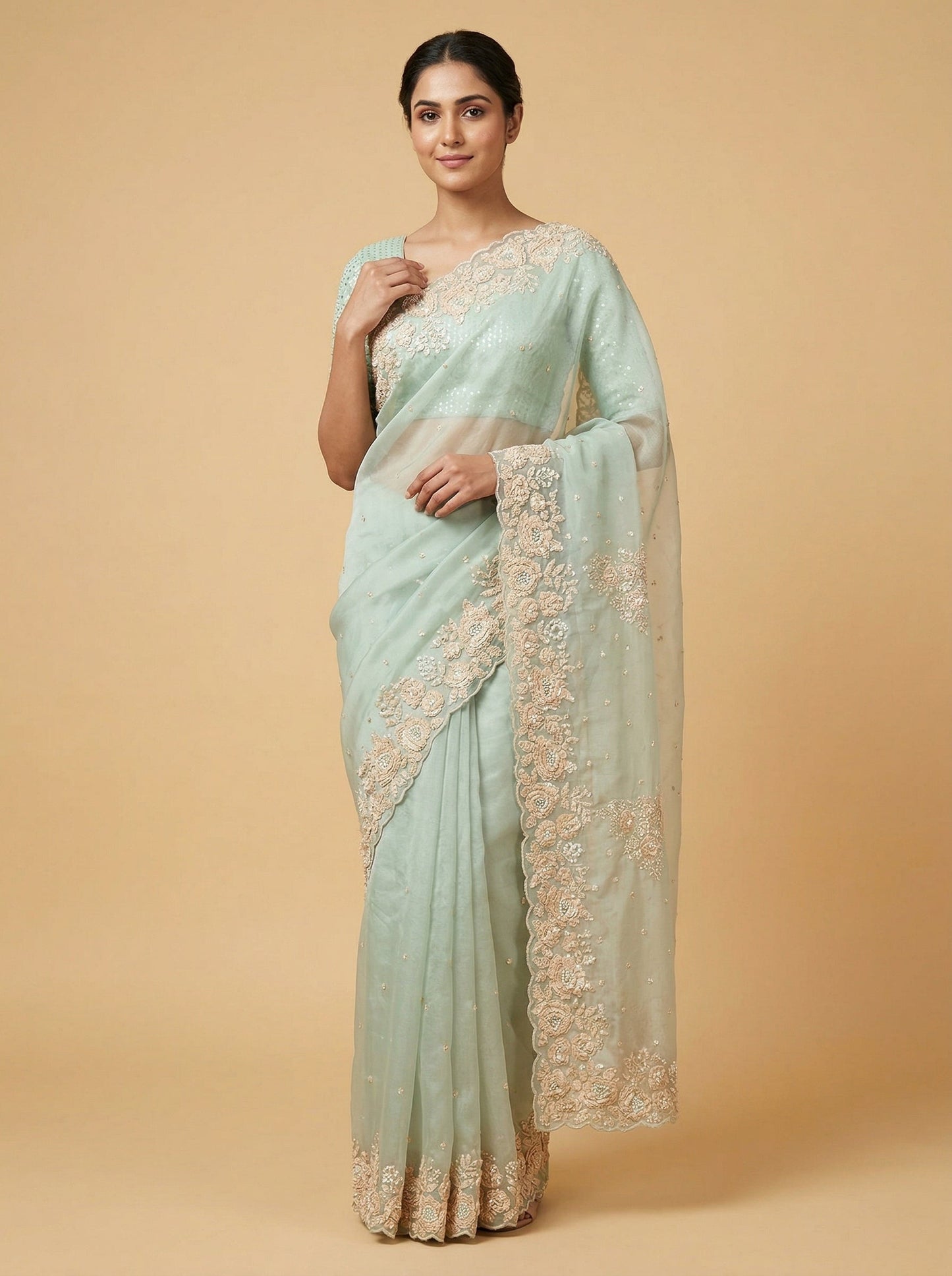 Ice Blue Chilled Embroidered Saree