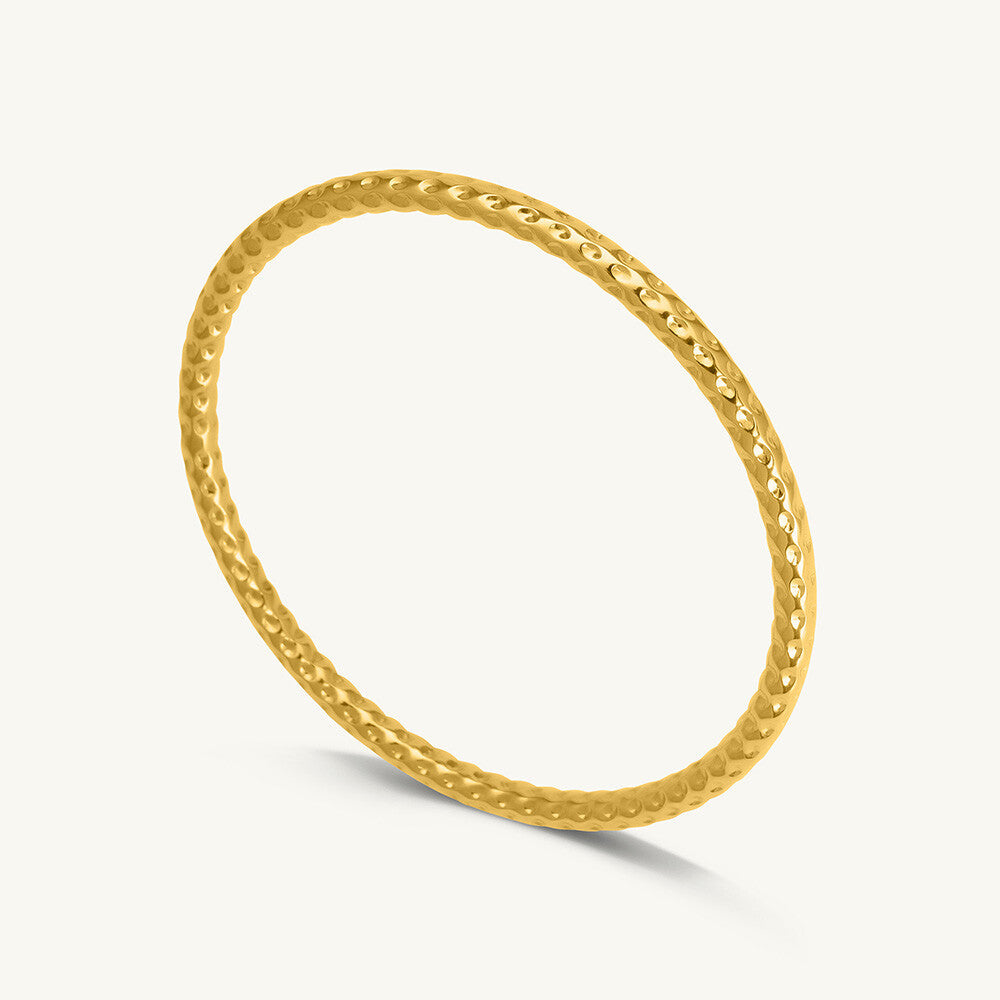 Gold Plated Circle Hammered Bracelet