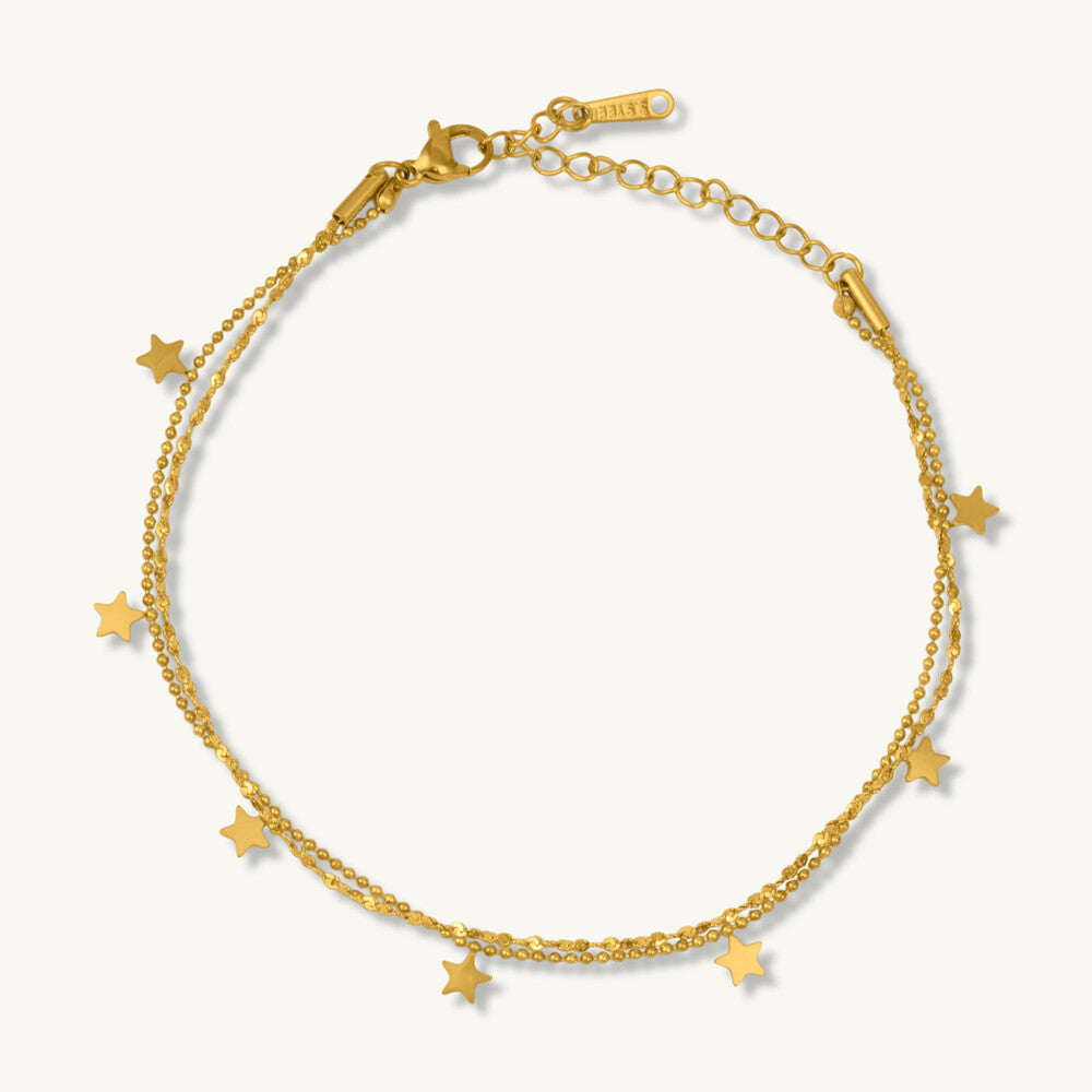 Star Charm Layered Anklet
