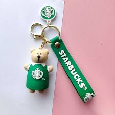 Star Bucks Bear Green Keychain | Silicone Lanyard | Premium Keychains |