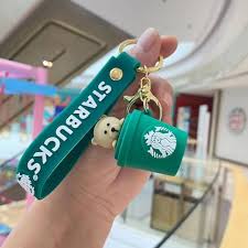 Star Bucks Bear Green Cup Keychain | Silicone Lanyard | Premium Keychains |