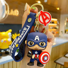 Marvel Captain America Keychain | 3D Lanyard Keychain | Silicone | Superhero |