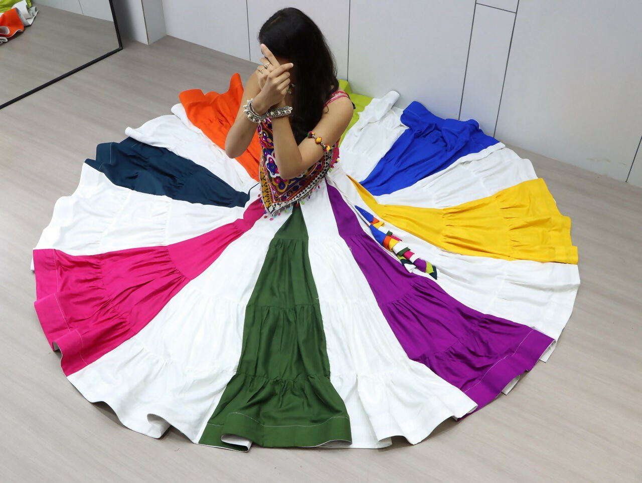 Yash Enterprise Multi Color Rayon Embroidery Semi Stitched Navratri Chaniya Choli