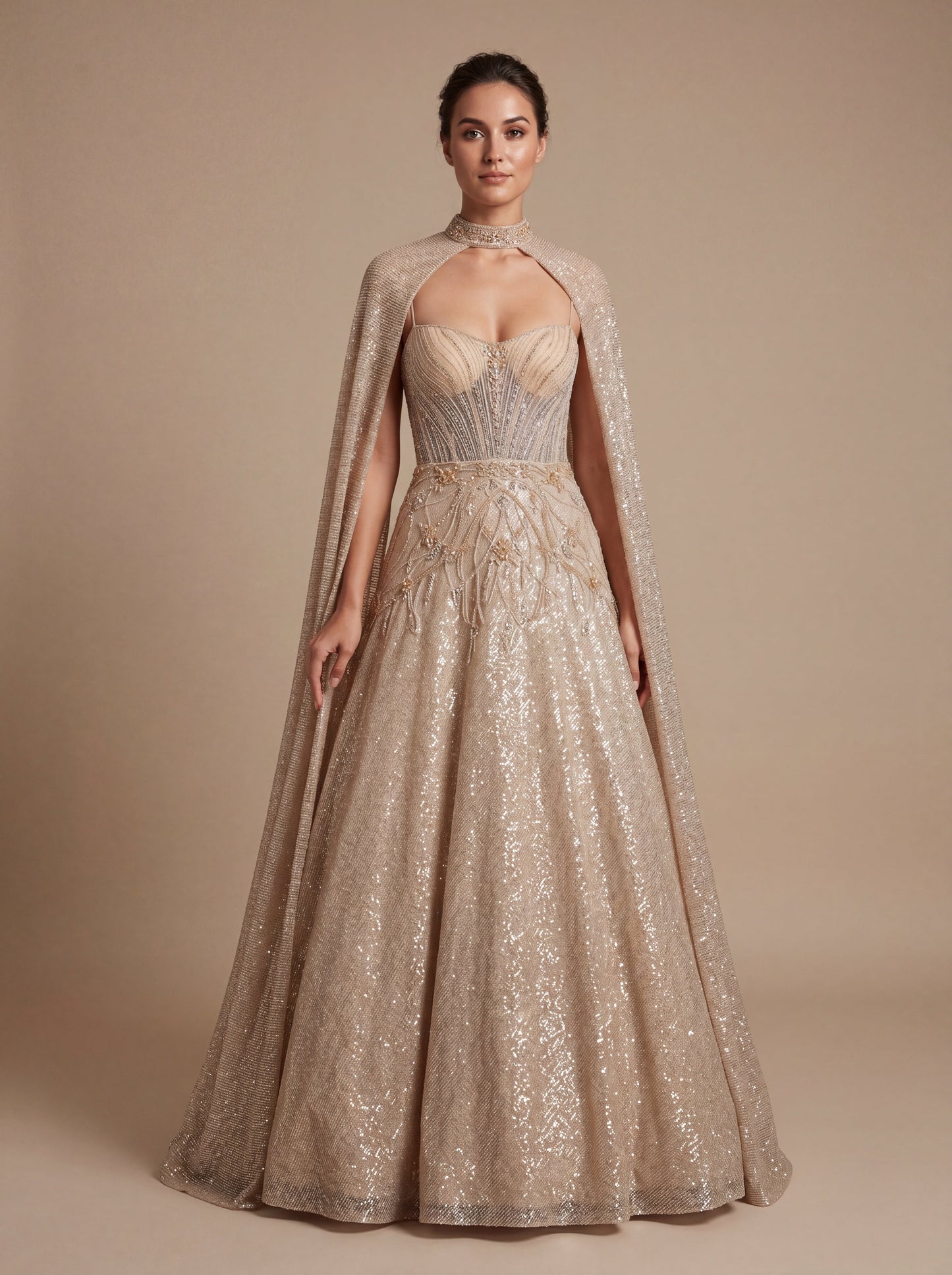 Ivory Contemporary Gown With Minimal Elegance Flared Finish