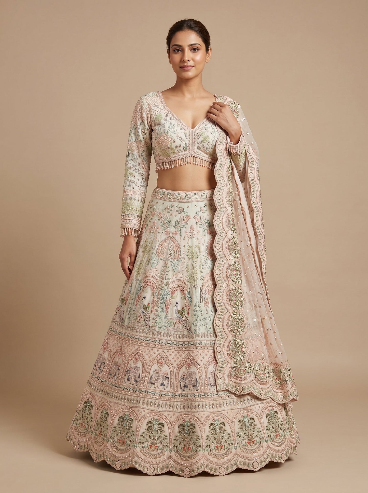 Ivory Print Grace Lehenga