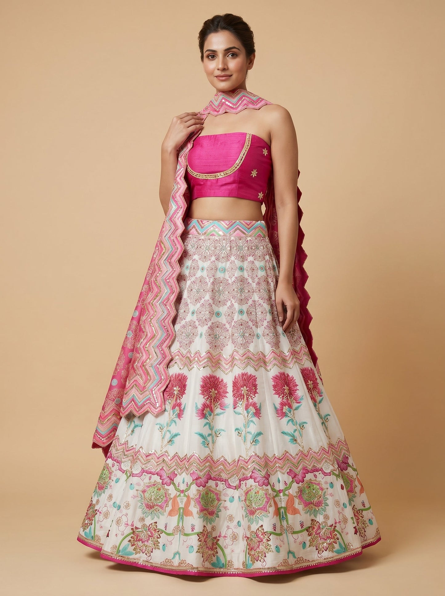 Ivory Print Lehenga