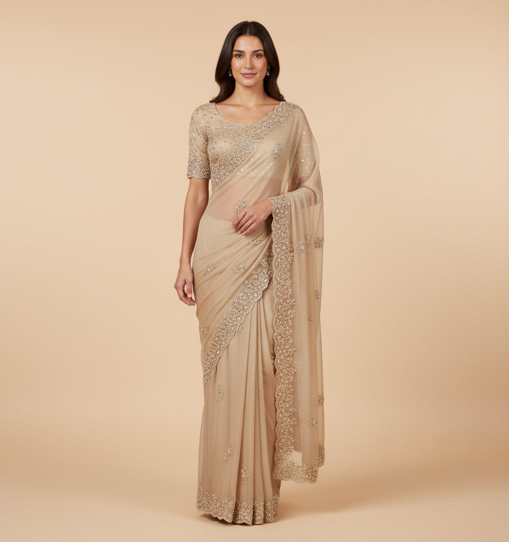 Ivory Enduring Embroidered Saree