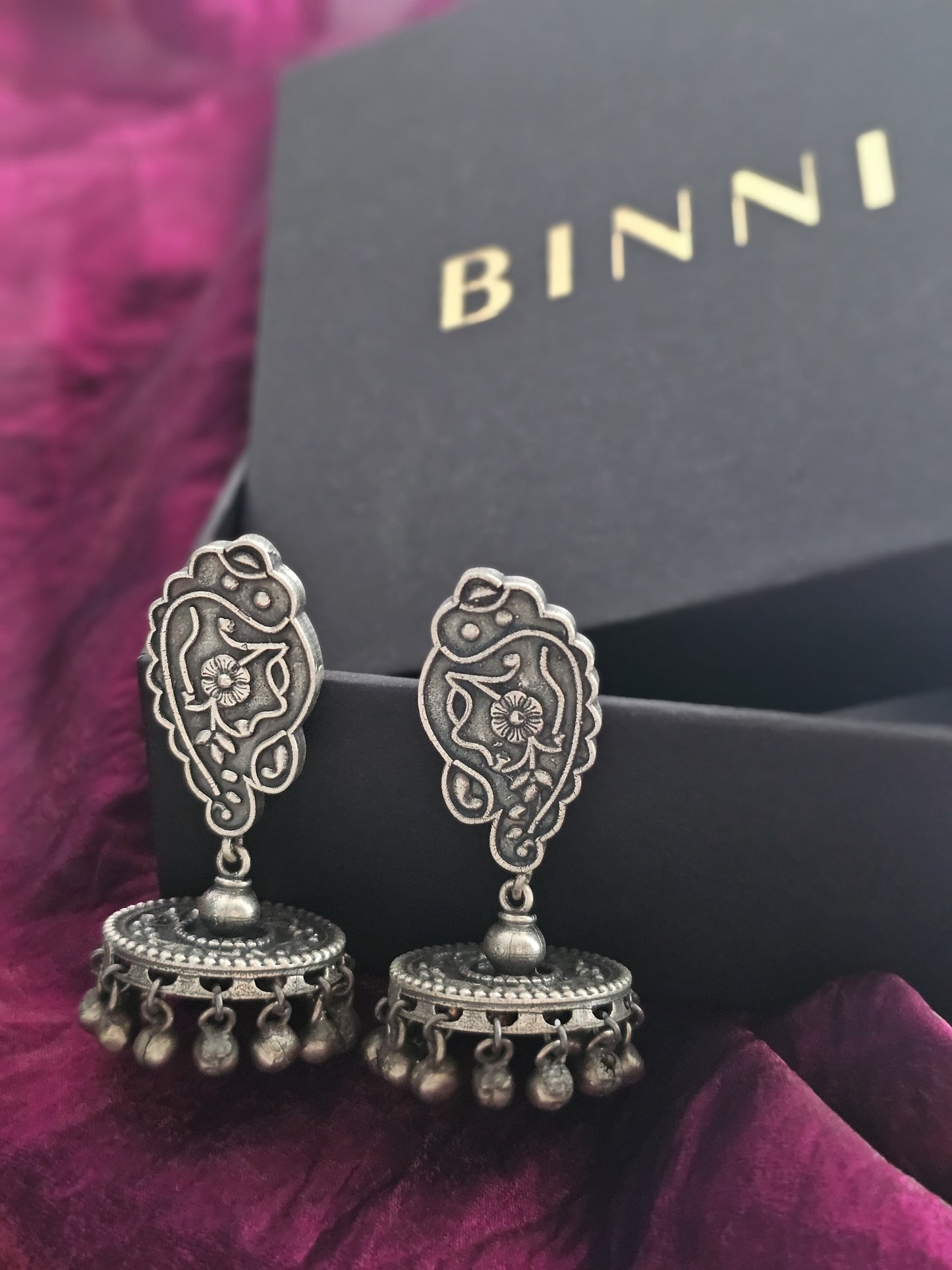 Silver-Toned Contemporary Drop Earrings