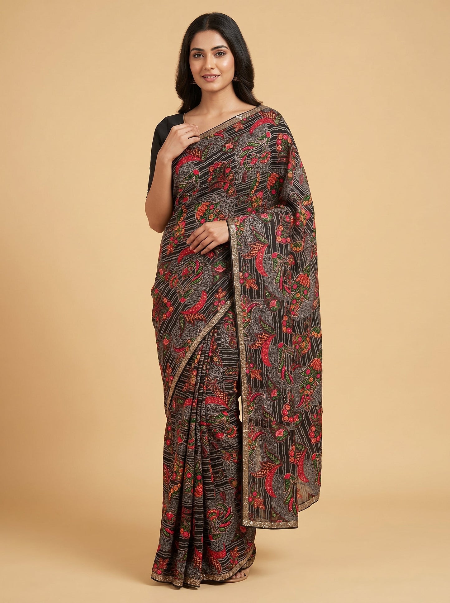 Jet Black Elegance Saree