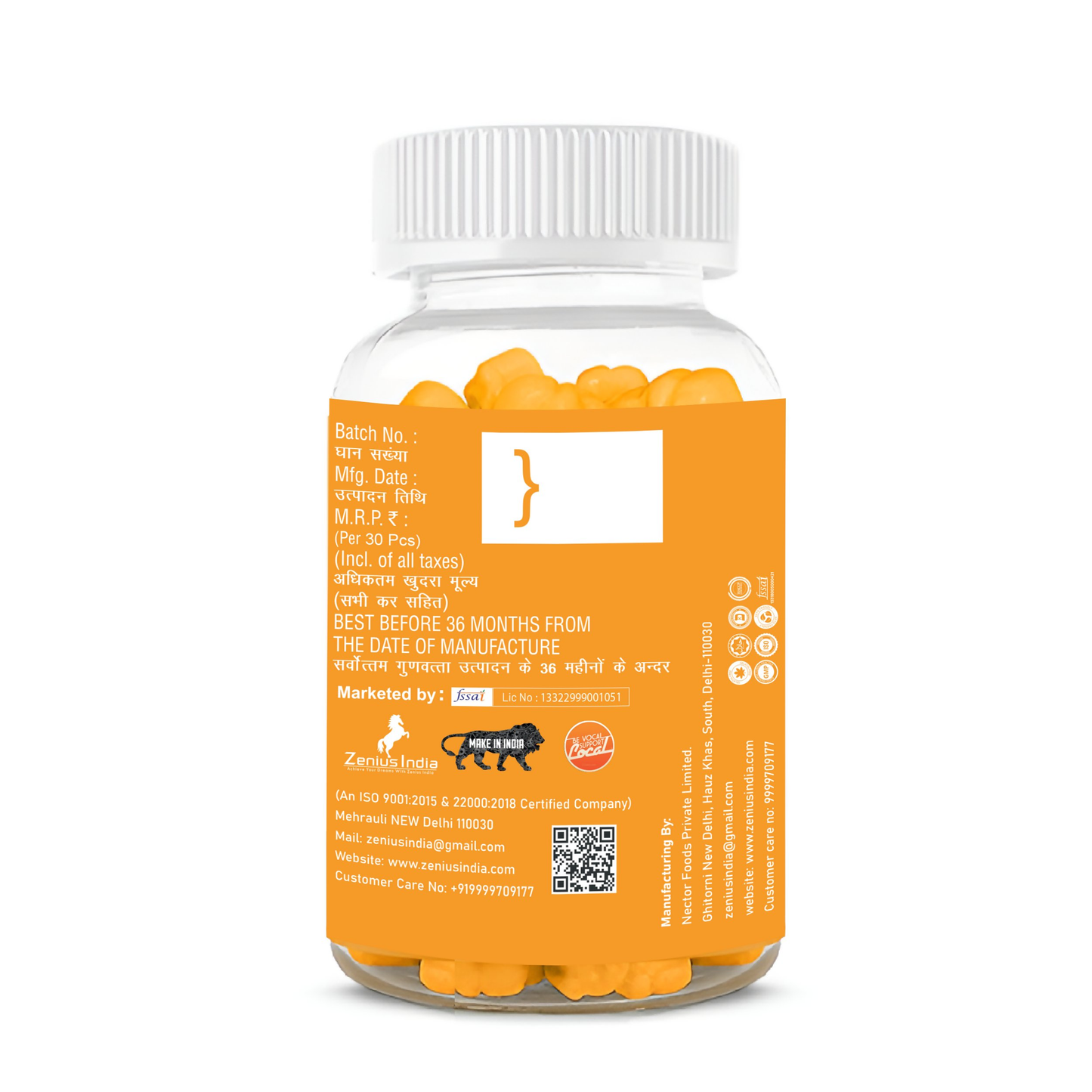 Zenius Vitamin C Orange Gummies for Skin and Hair Health