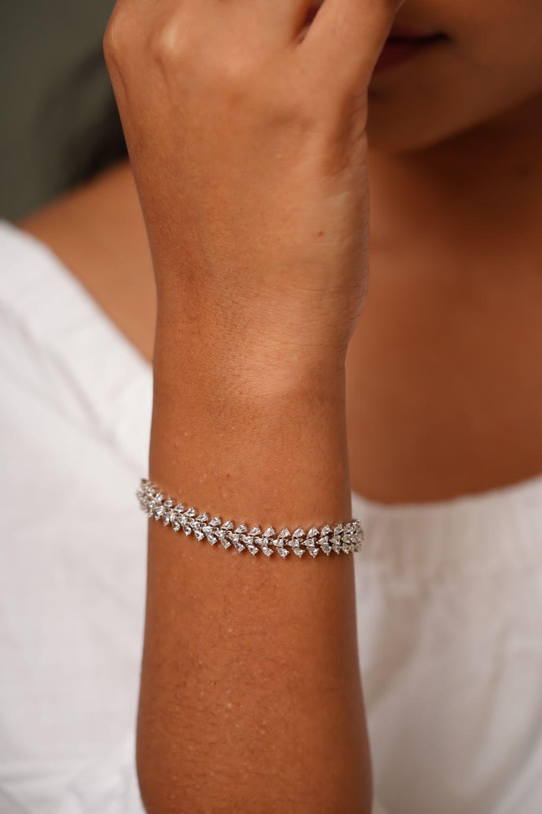 Just Tiny Pear Diamond Tennis Bracelet