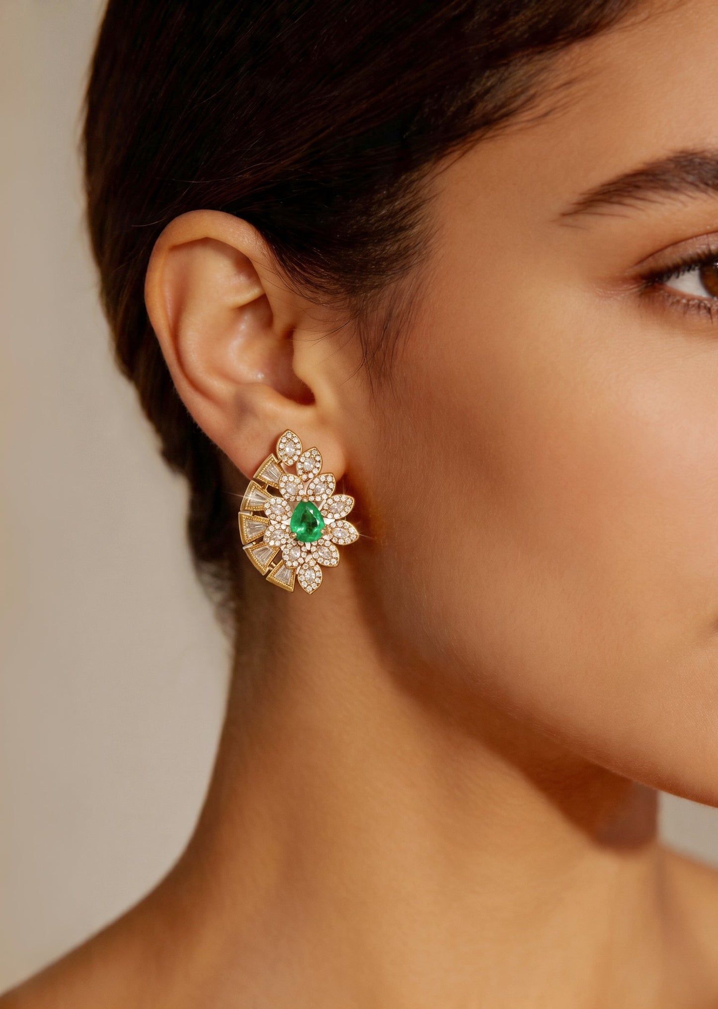 Kundan Green Earrings