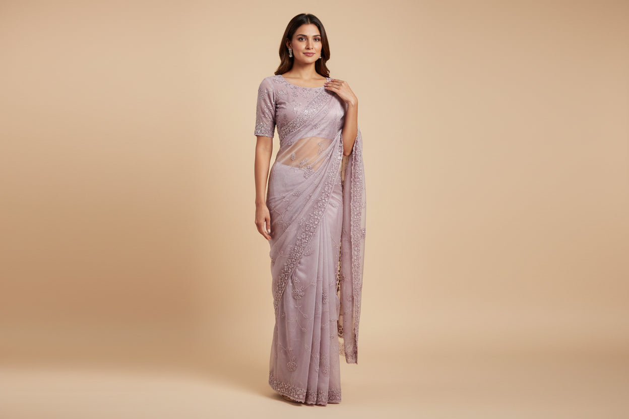 Lavender Enchanting Embroidered Saree