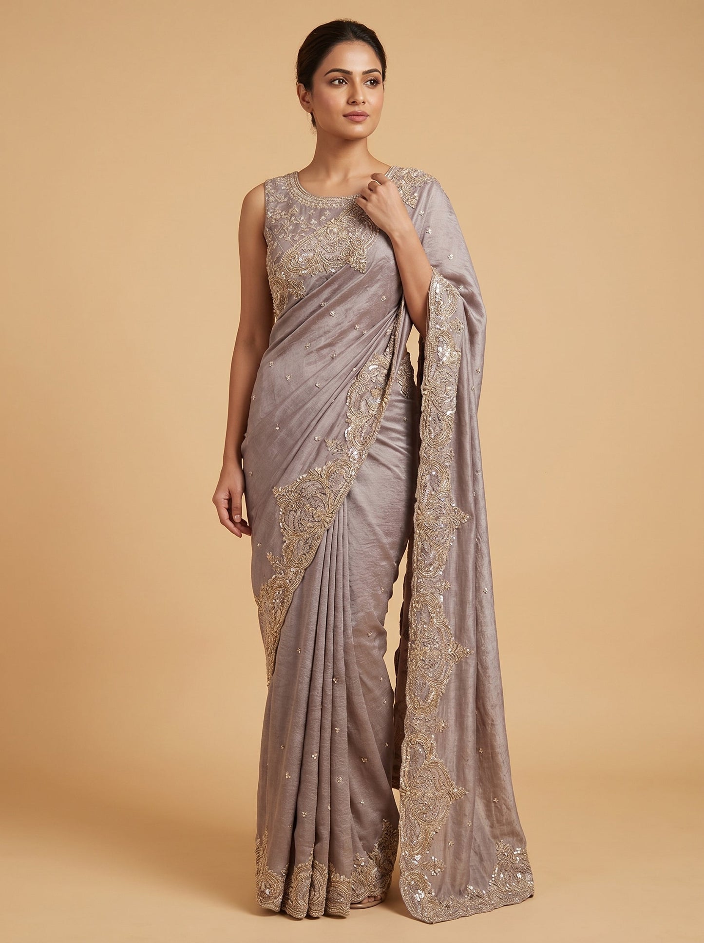 Lavender Soft Glow Embroidered Saree