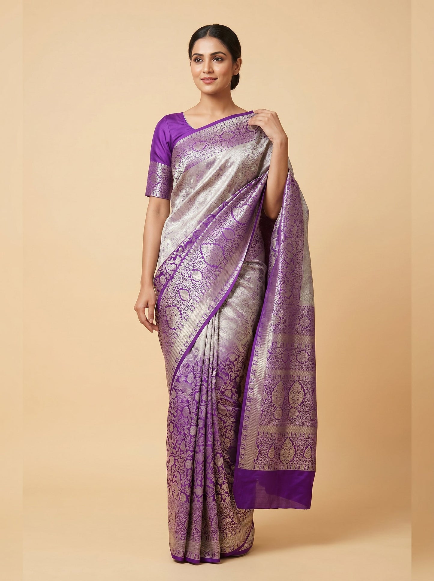 Lavender Light Embroidery Saree