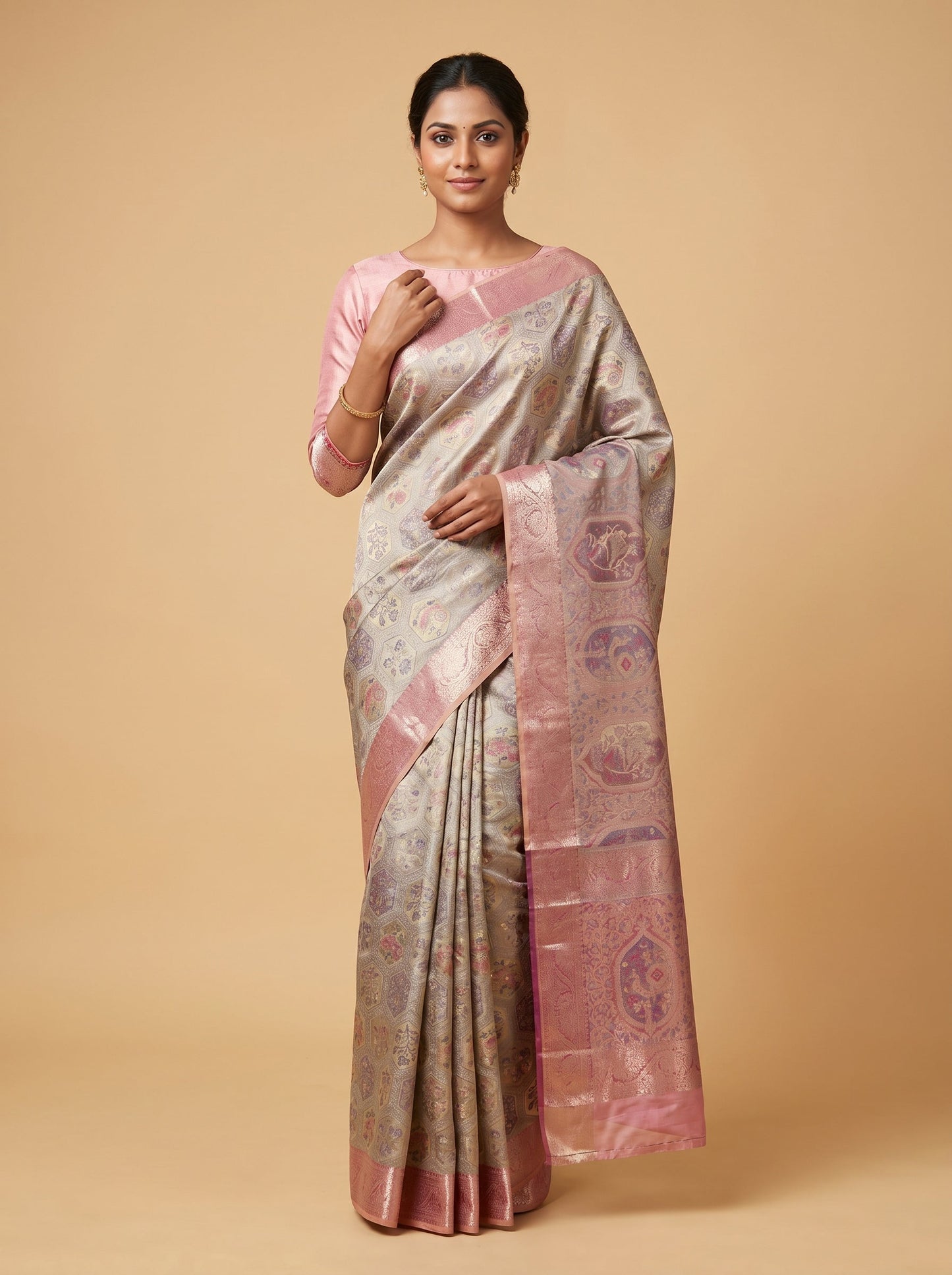 Lavender Pastel Thread Handloom Saree