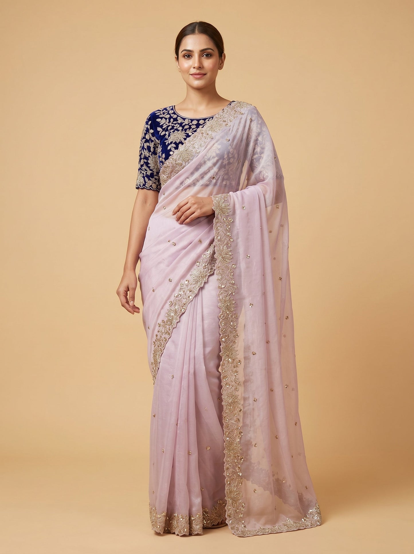 Lavender Refined Embroidered Saree