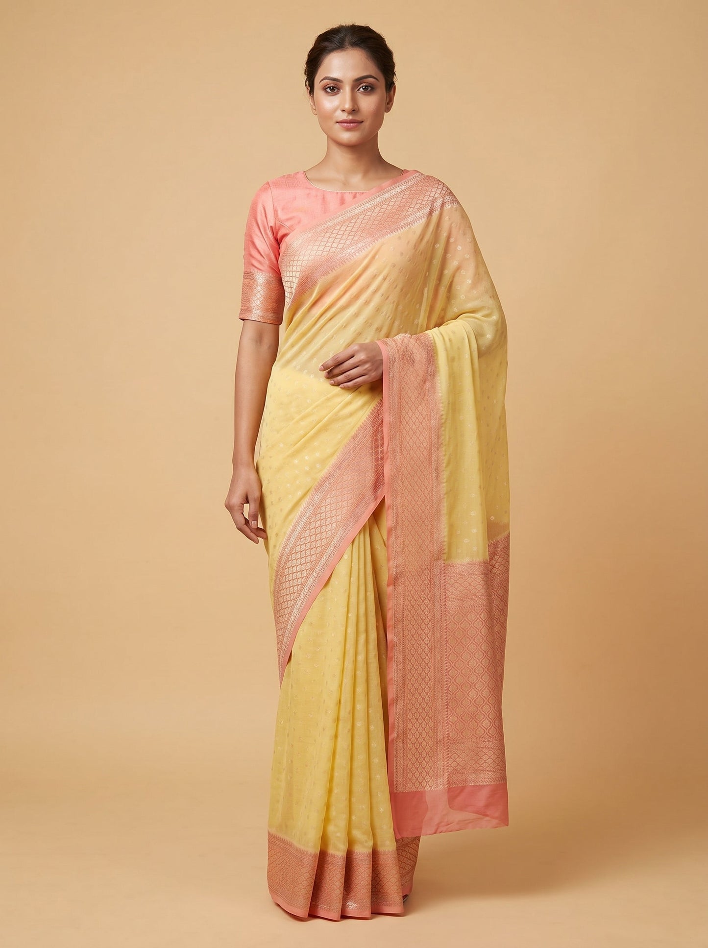 Lemon Zest Finish Embroidered Saree