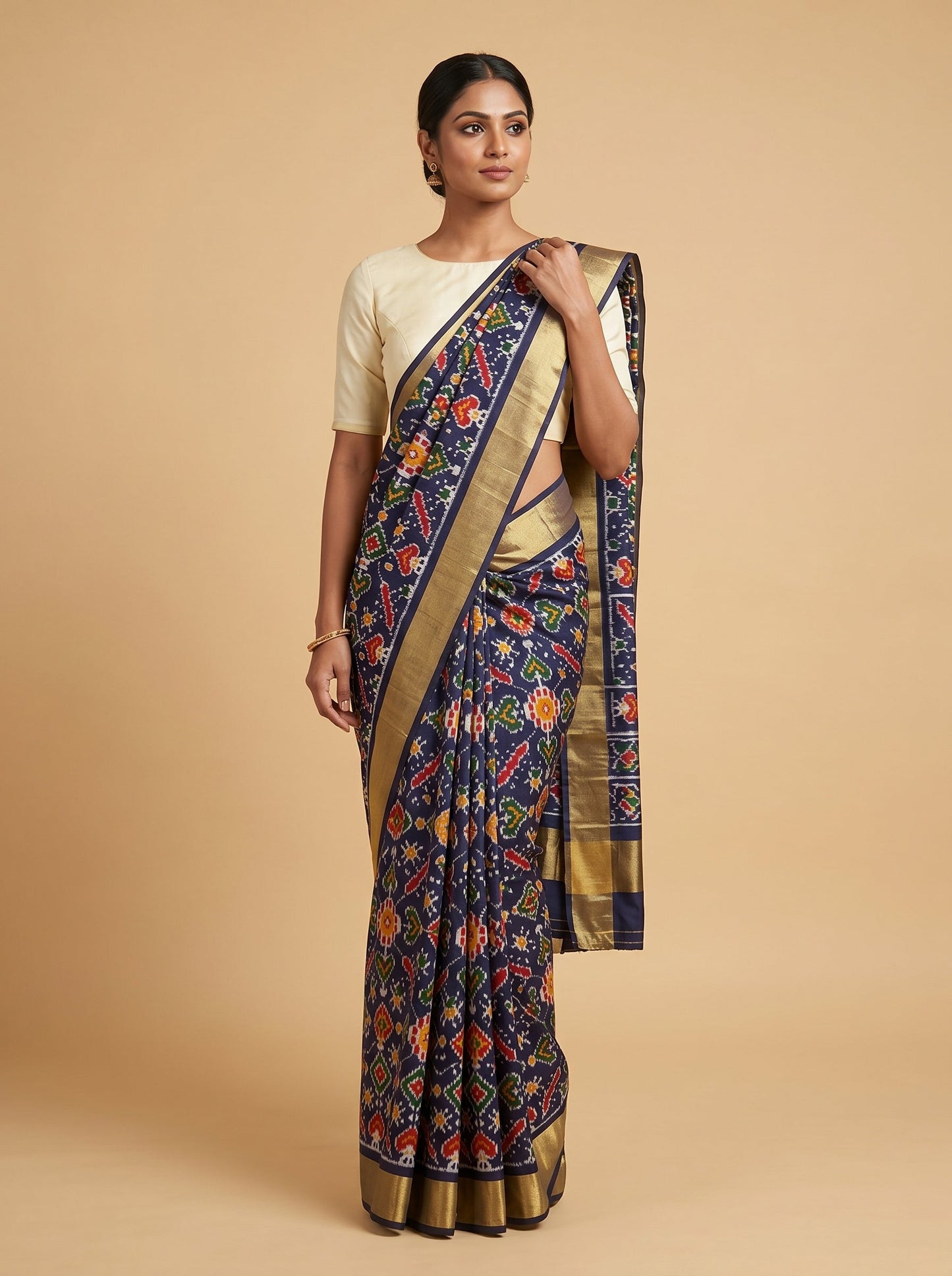 Light Cream Whisper Handloom Saree
