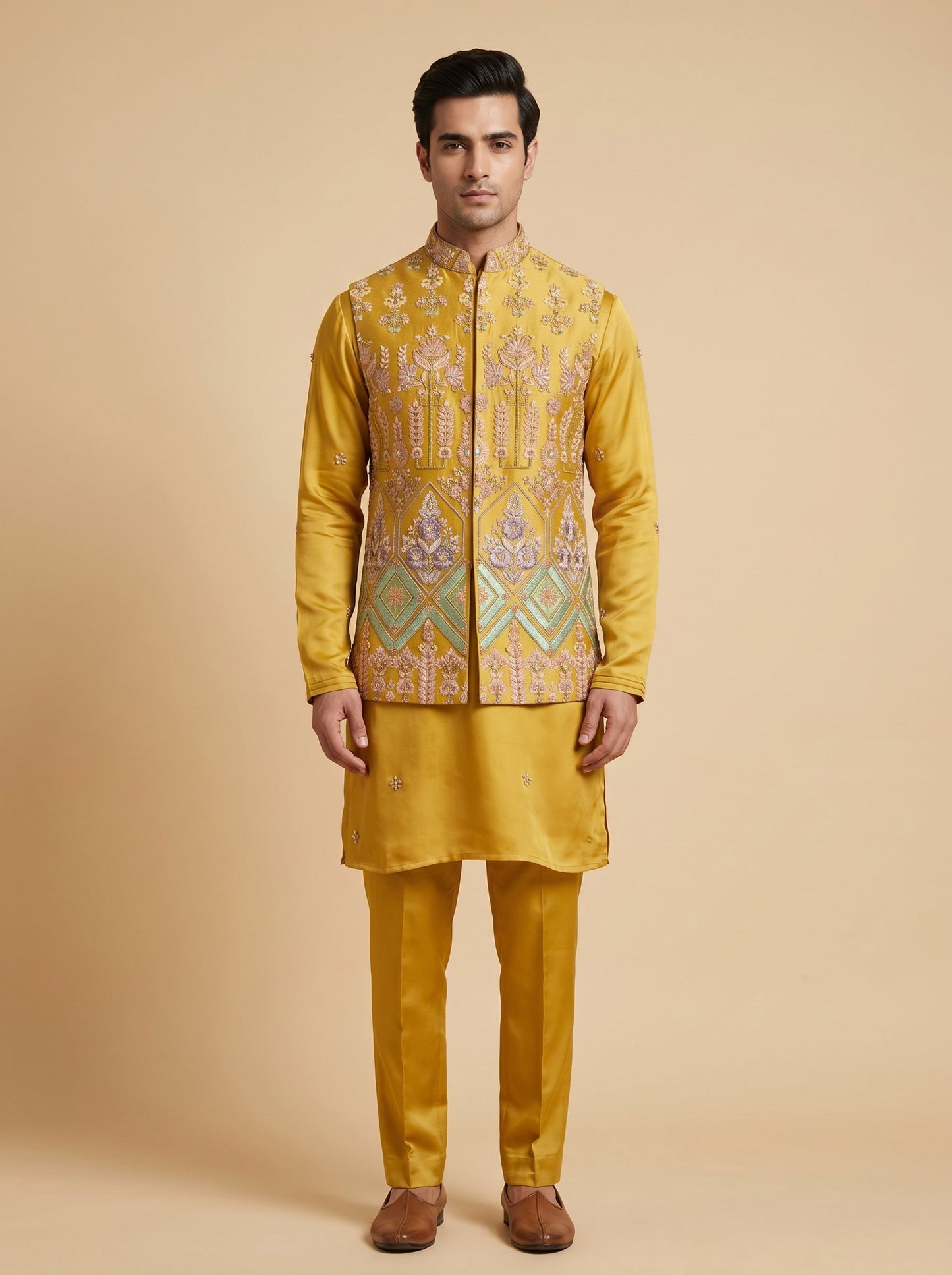 Lime Green Contemporary Jacket Kurta Set