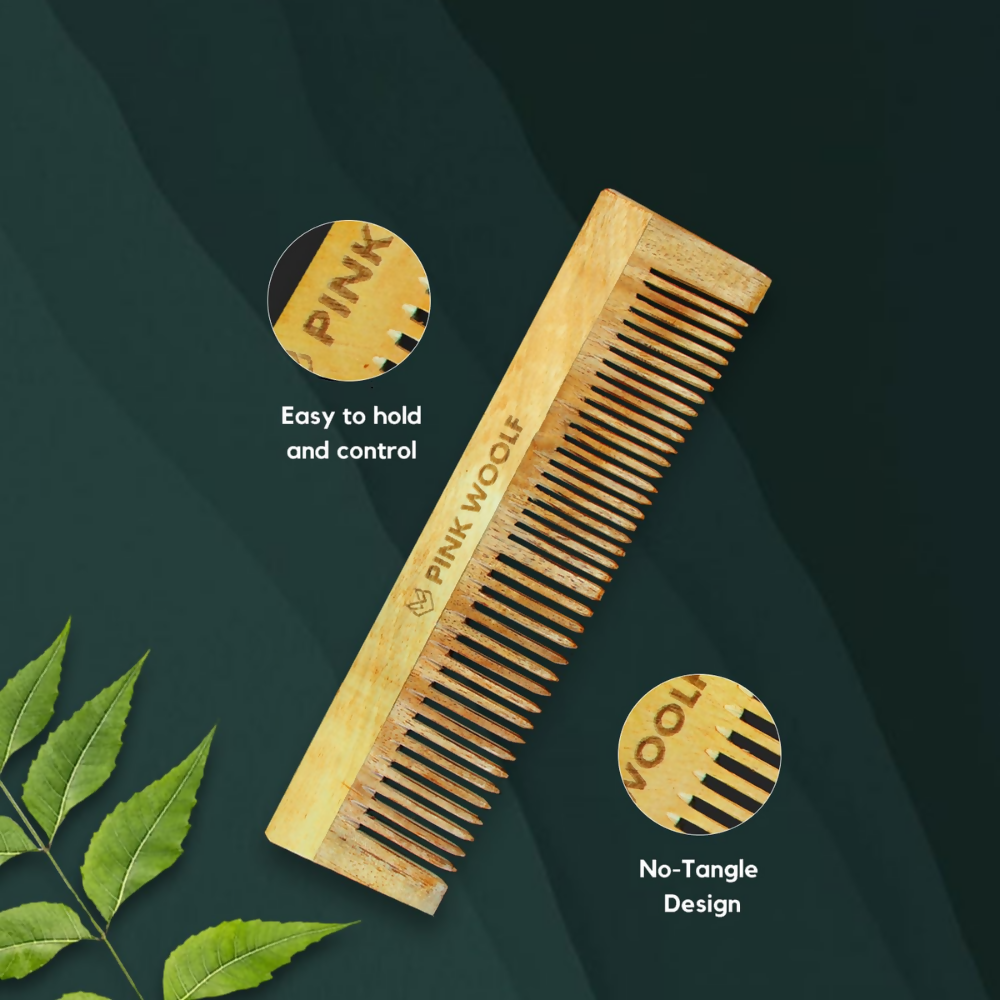 Pink Woolf Neem Wooden Comb for Men