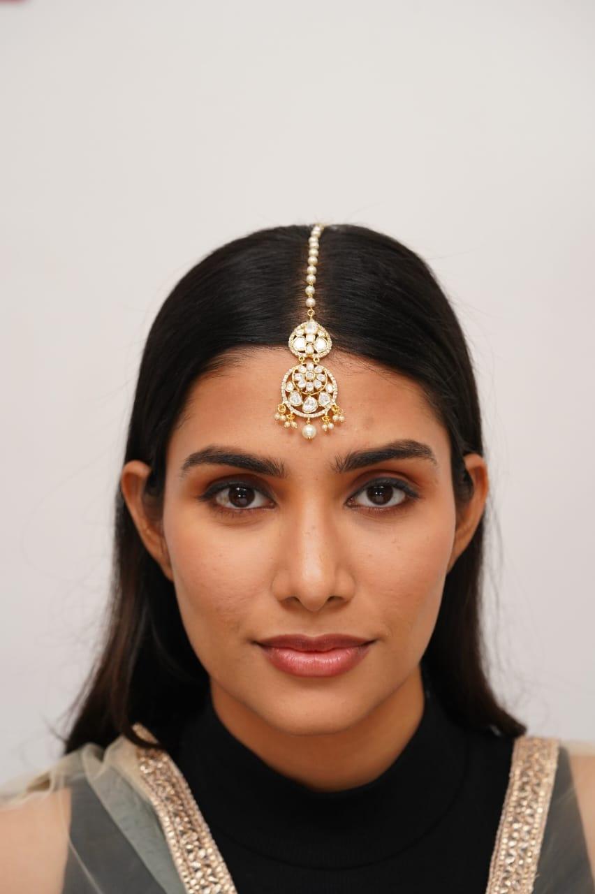 Lohitha Pearl And Moissanite Maangtikka