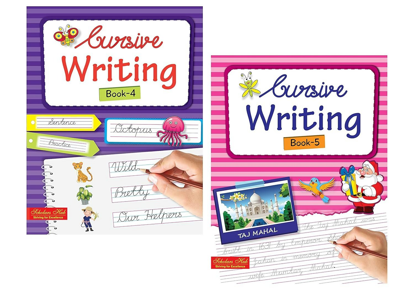Scholars Hub Cursive Writing Books Combo (Vol. 4,5) (For Ages 8-10) (Sentences) | Pack Of 2 Books
