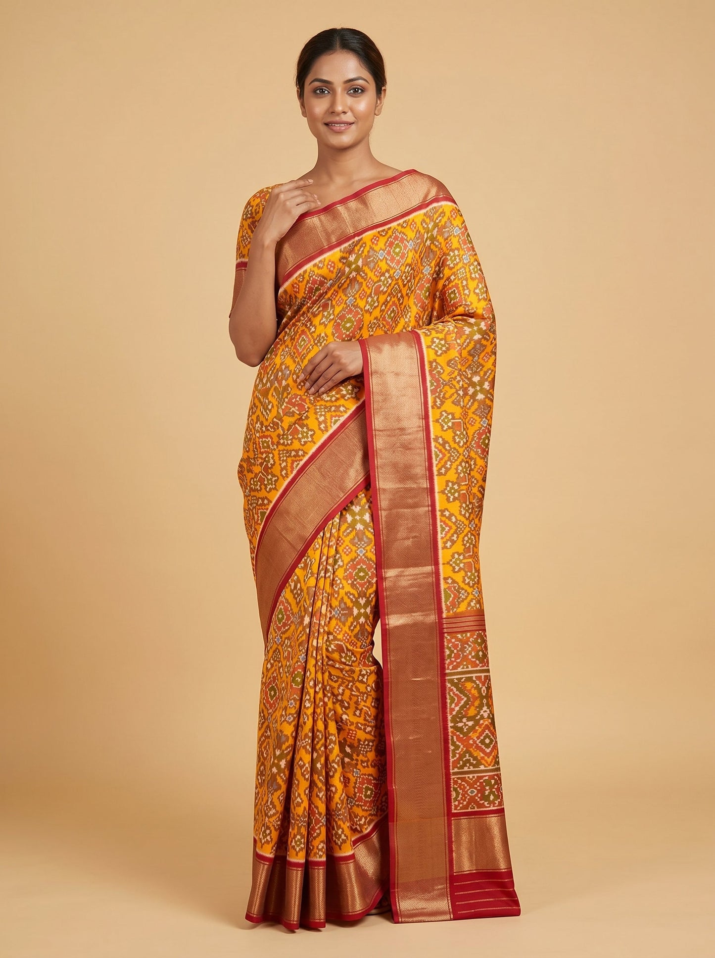 Mango Bright Tone Handloom Saree