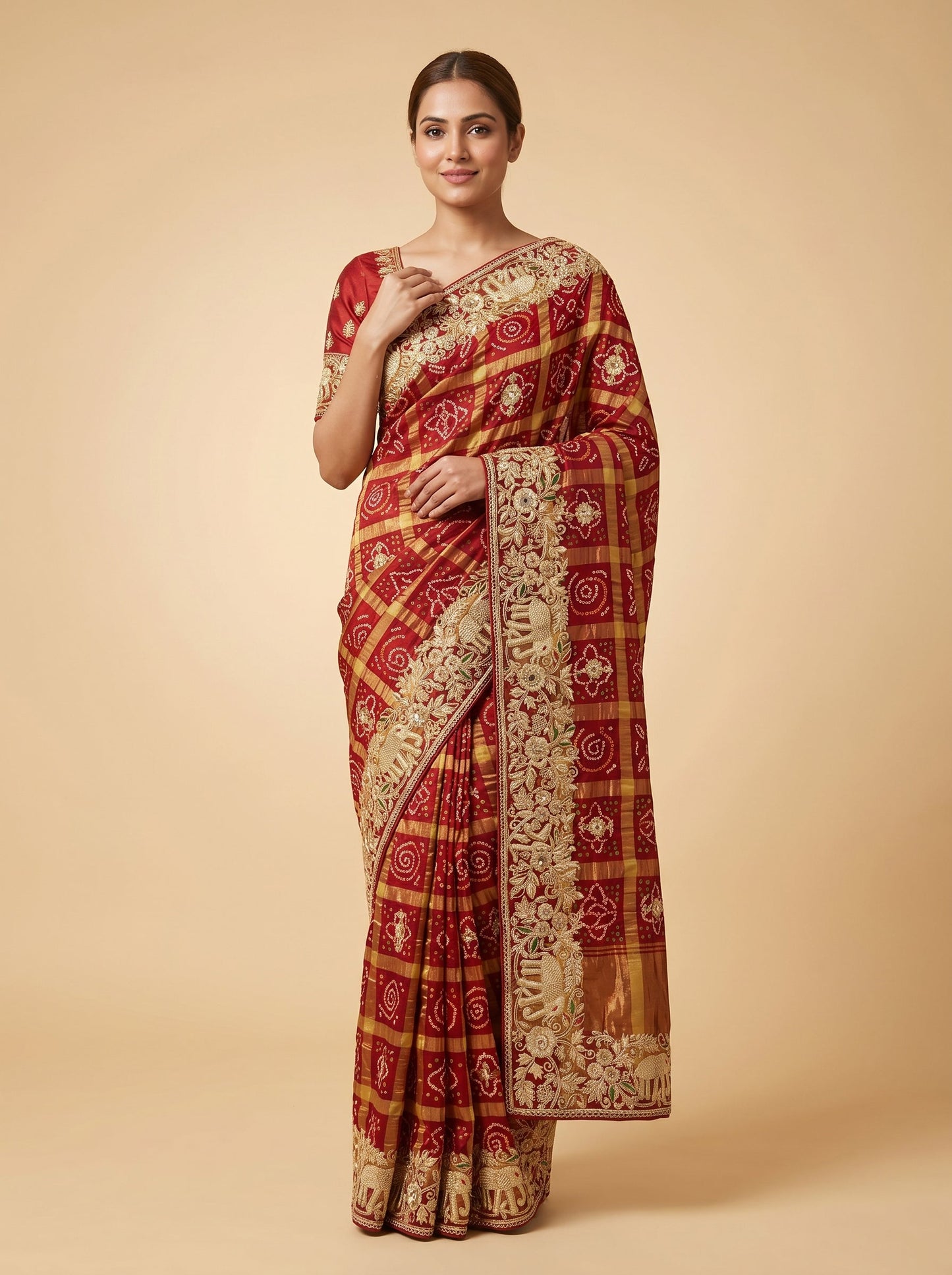 Maroon Deep Tone Embroidered Saree