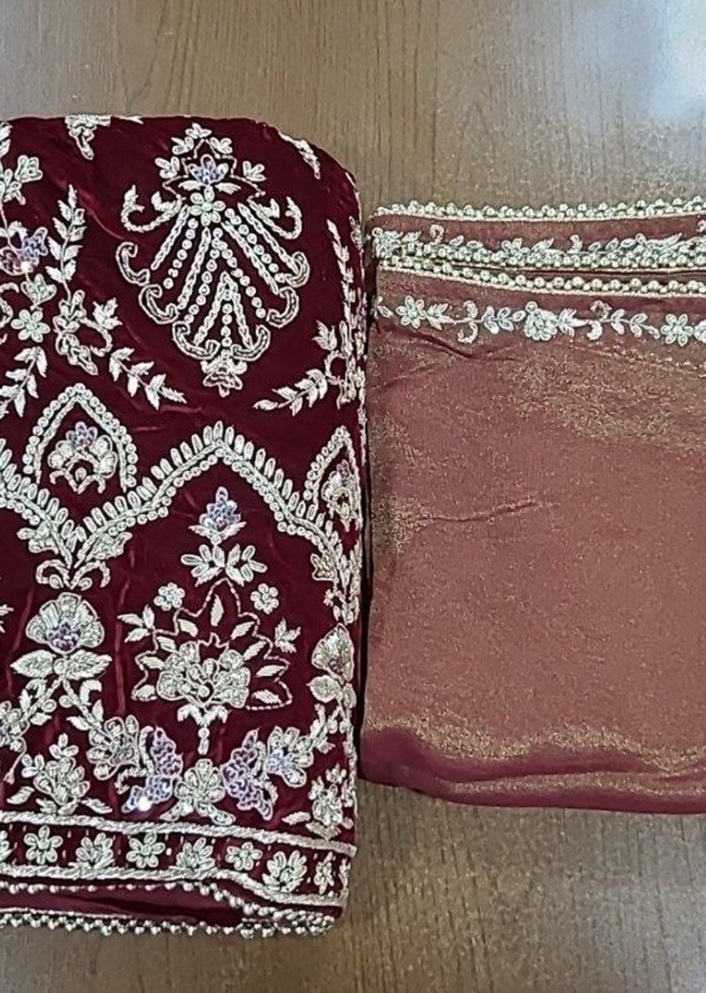 Maroon Ember Elegance Dress Material