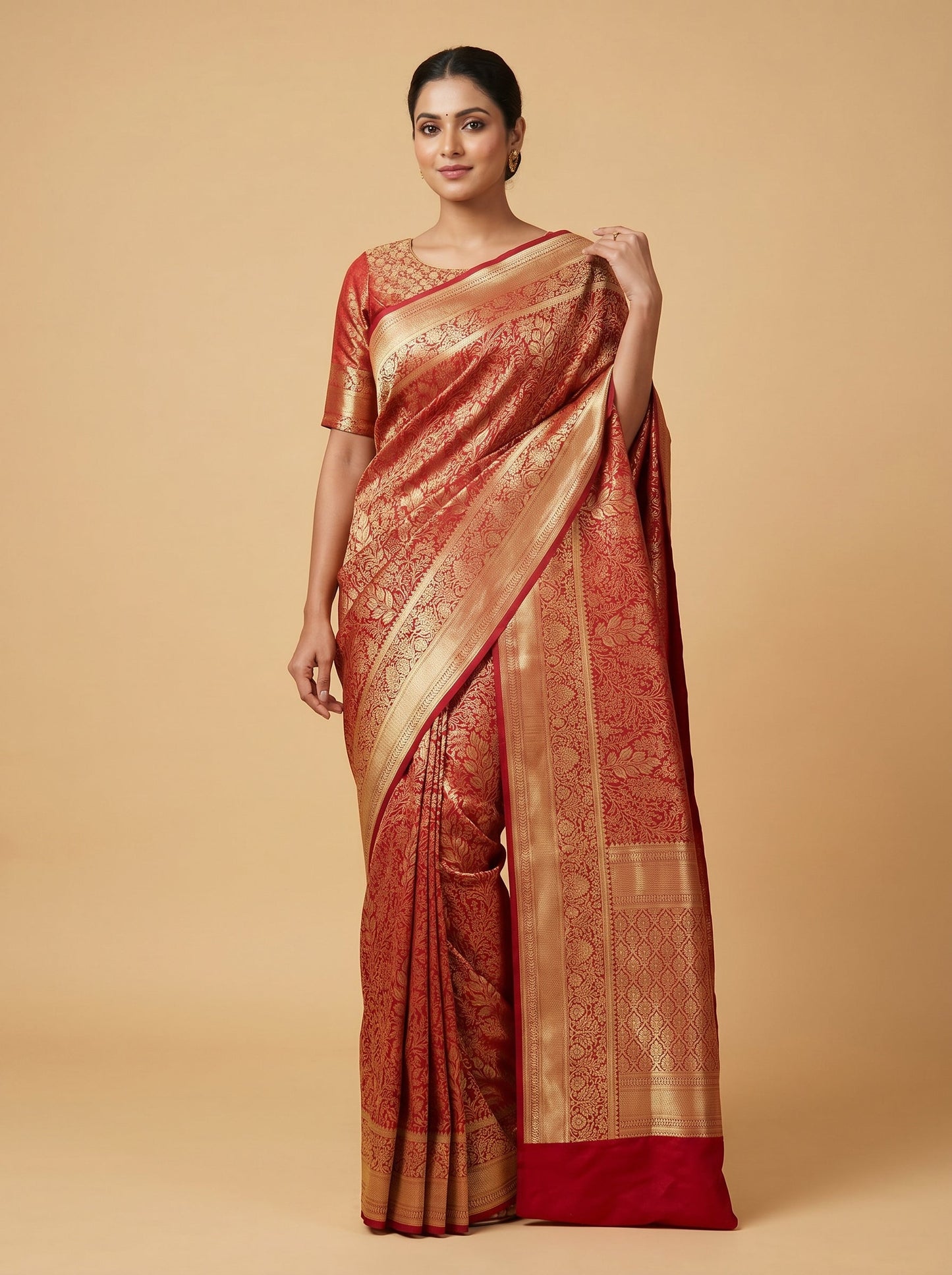 Maroon Rich Sheen Handloom Saree