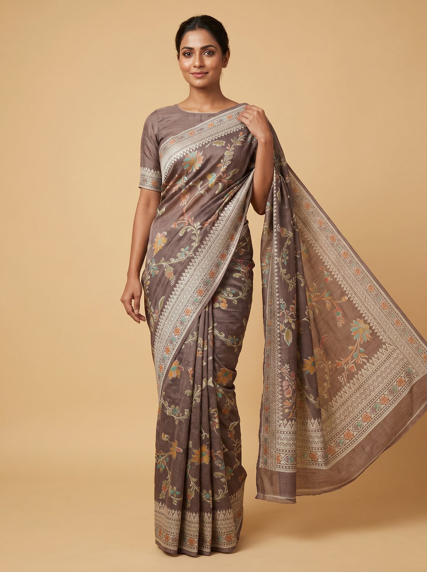 Mauve Dusty Weave Handloom Saree