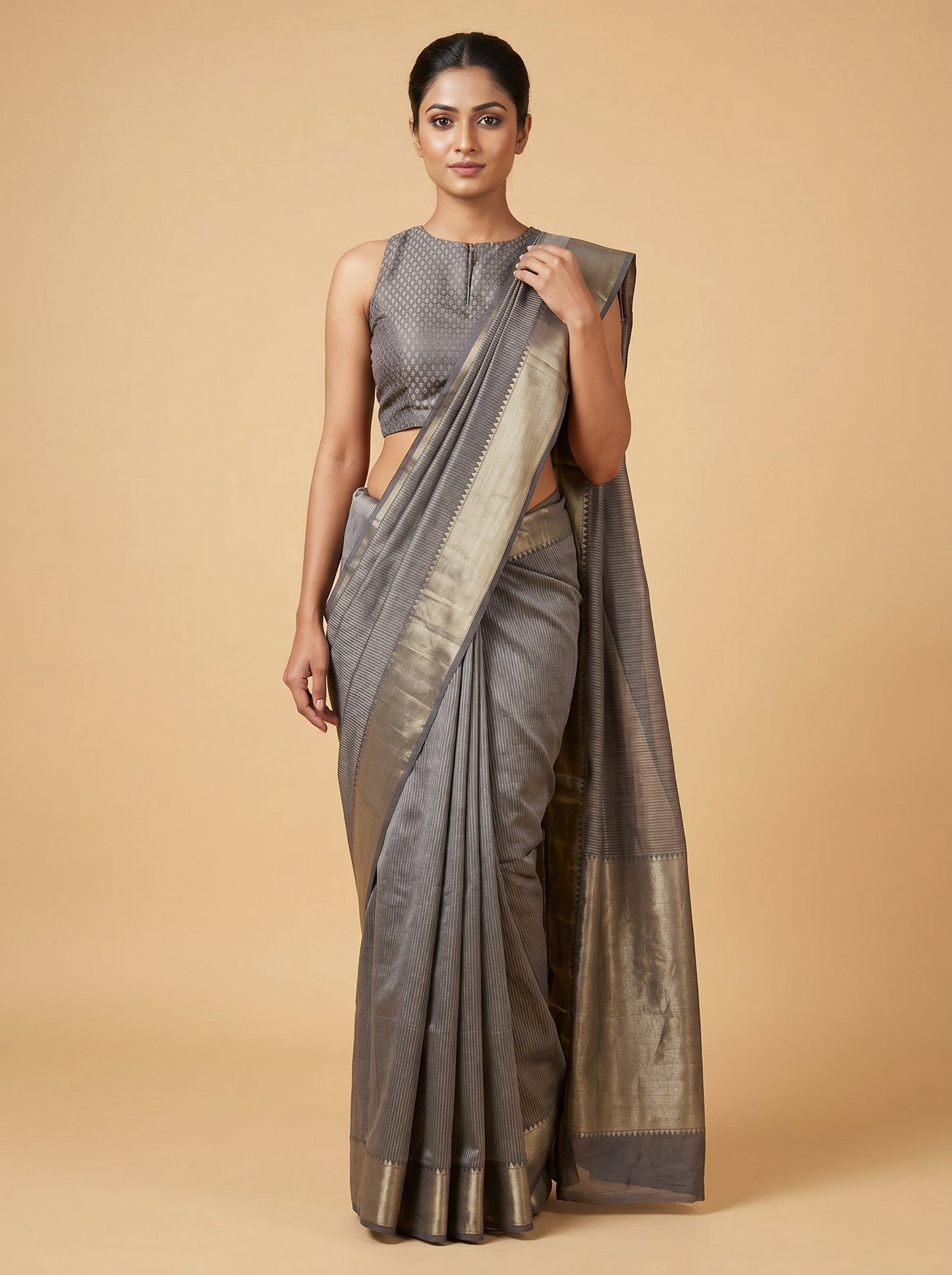 Mauve Powder Charm Embroidered Saree