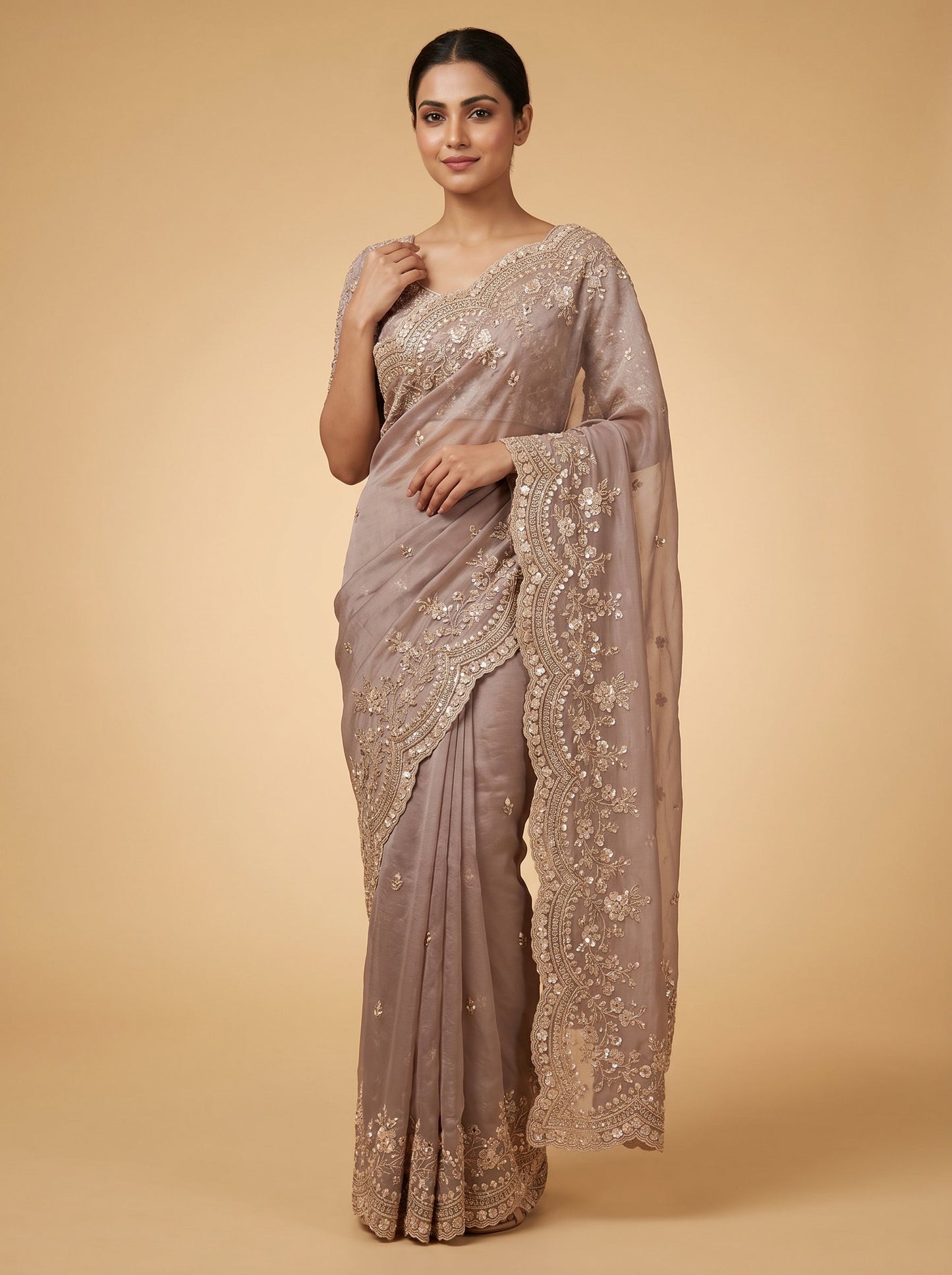 Mauve Subtle Charm Embroidered Saree