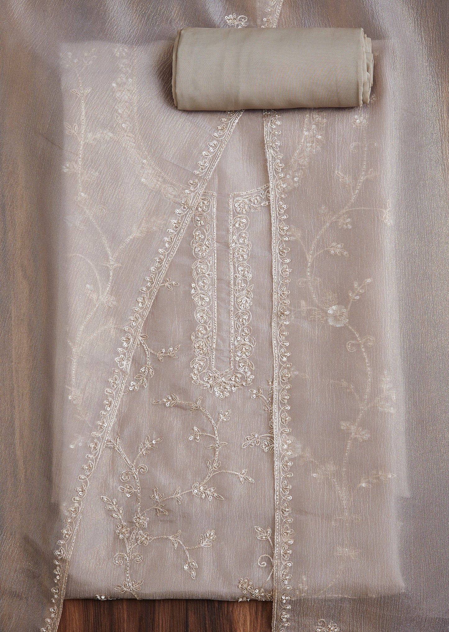 Minimal Beige Tissue Suit Set