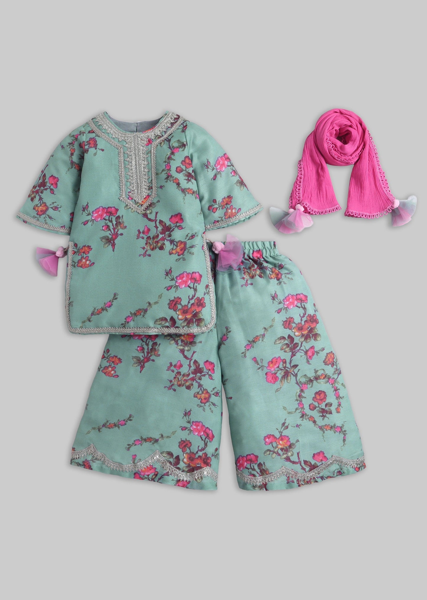 Mint Green Floral Print Salwar Kameez Set with Dupatta