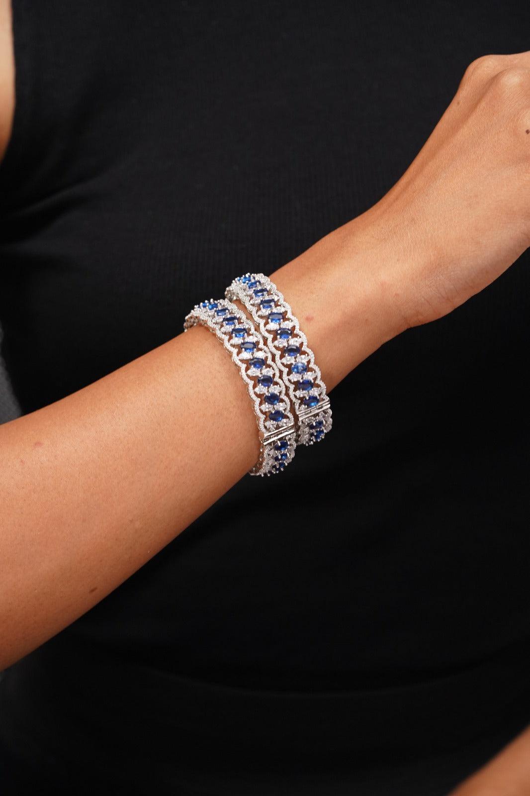 Mishti Diamond Thick Coloured Bangles -Blue