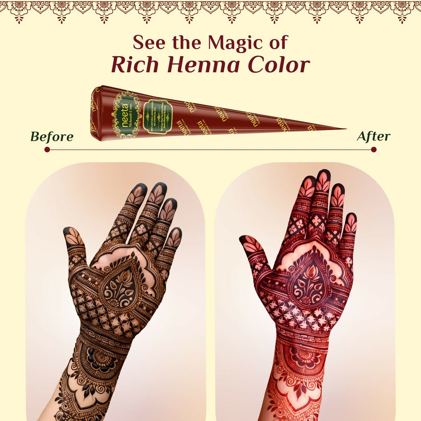 Neeta Mehendi Cone for Hand Design 4 Henna Cones