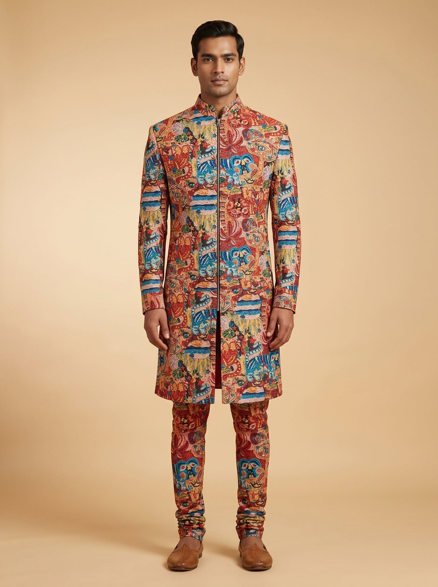 Multi Color Printed Jodhpuri Set