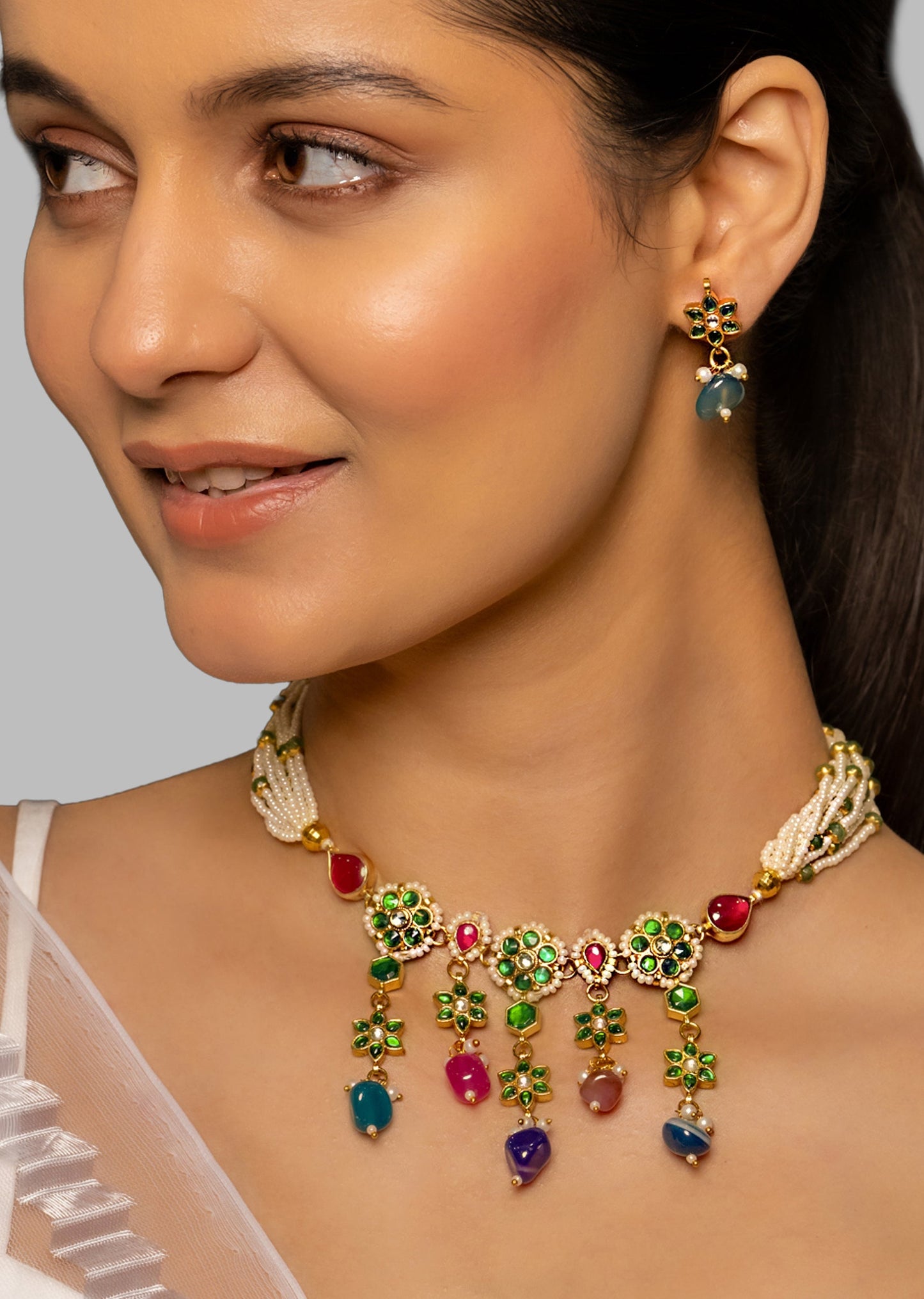 Multi Coloured Kundan Choker Set